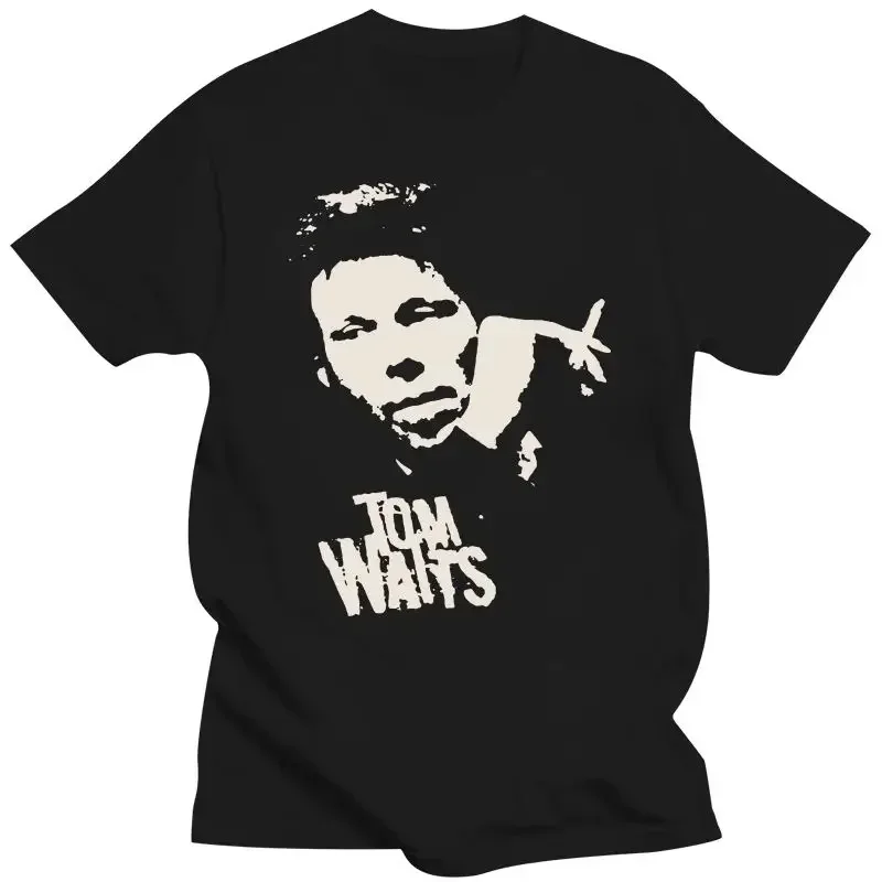 Men cotton brand teeS mens designer clothesShort Sleeve New TOM WAITS BLACK PORTRAIT POSTER SHIRT nick cave ALL SIZES fashion