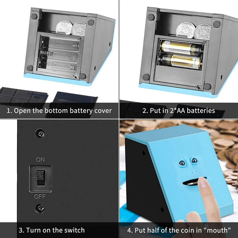 FULL-Battery Operated Novelty Monkey Money Saving Box Piggy Bank For 3 Years+ Kids Boys Girls Adults Birthday Day Gift