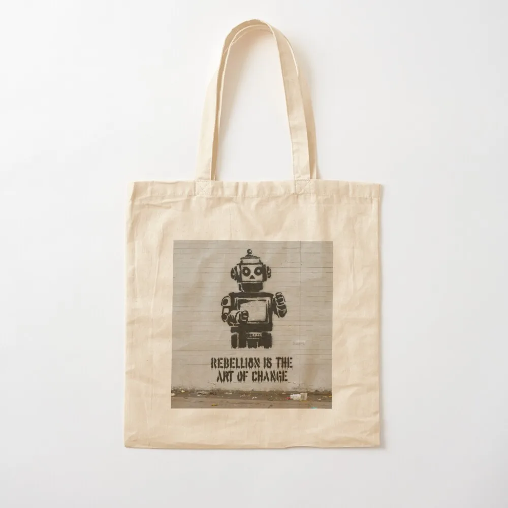 

Robot Stencil Graffiti Tote Bag reusable grocery bags shopper bags for women canvas tote bag Canvas Tote Bag