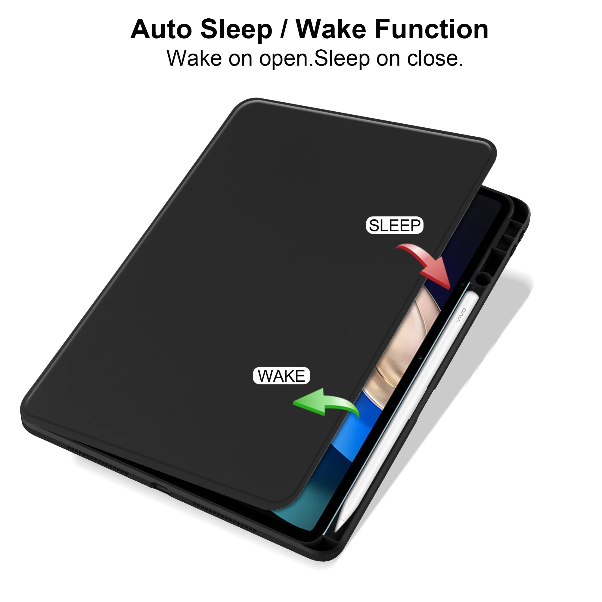 360 Rotation Case For VIVO Pad3 Pro 2024 13 inch Smart Stand Cover Auto Sleep / Wake Shockproof With Pen Slot Precise Cutouts
