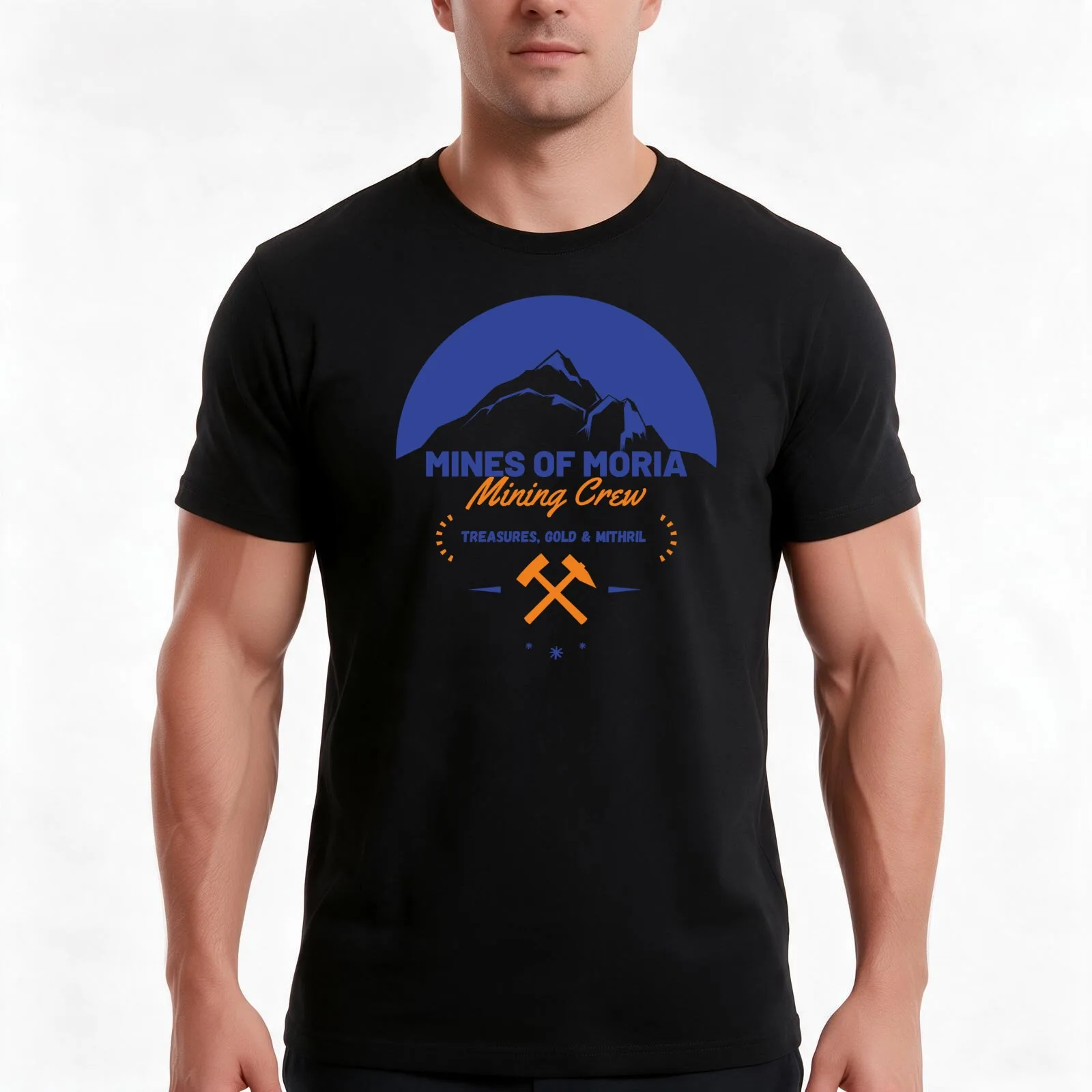Mines of Moria Mining Crew T-Shirt, Summer Casual Cotton Tee, Oversized Streetwear Tops, Vintage Graphic Print, Unisex Men Women