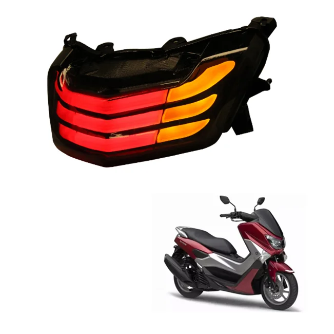 blue red lens signal taillight motorcycle parts accessories led rear lamp plastic material stop lamp for yamaha nmax