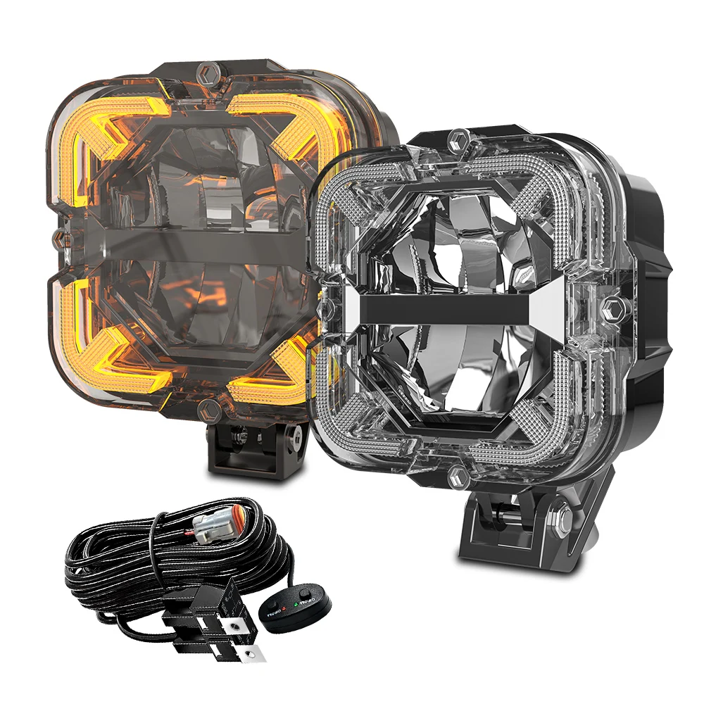 60W Auto LED Werklichtbalk 12V Spotlamp met Amber DRL Rijverlichting voor Tractoren, Boten, Auto's, Offroad, 4x4, SUV, ATV Koplamp