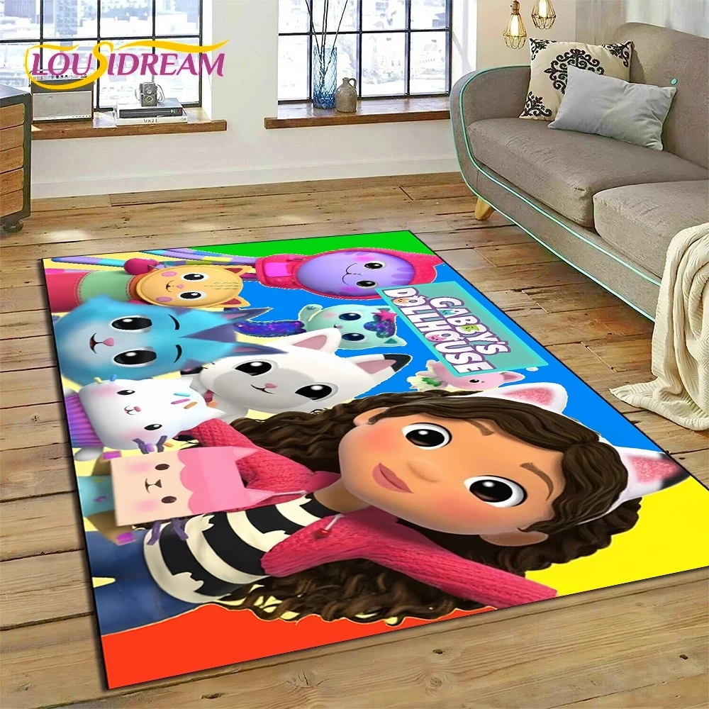 Cartoon Cute Gabbys Dollhouse Girl Rug Carpet for Living Room Bedroom Home Decor,Non-slip Decoration for Sofa Doormat Gifts Kid