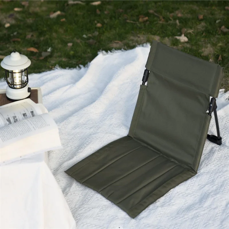 WW Foldable Camping Chair Outdoor Garden Park Single Lazy Chair Backrest Cushion Picnic Camping Folding Back Chair Beach Chairs