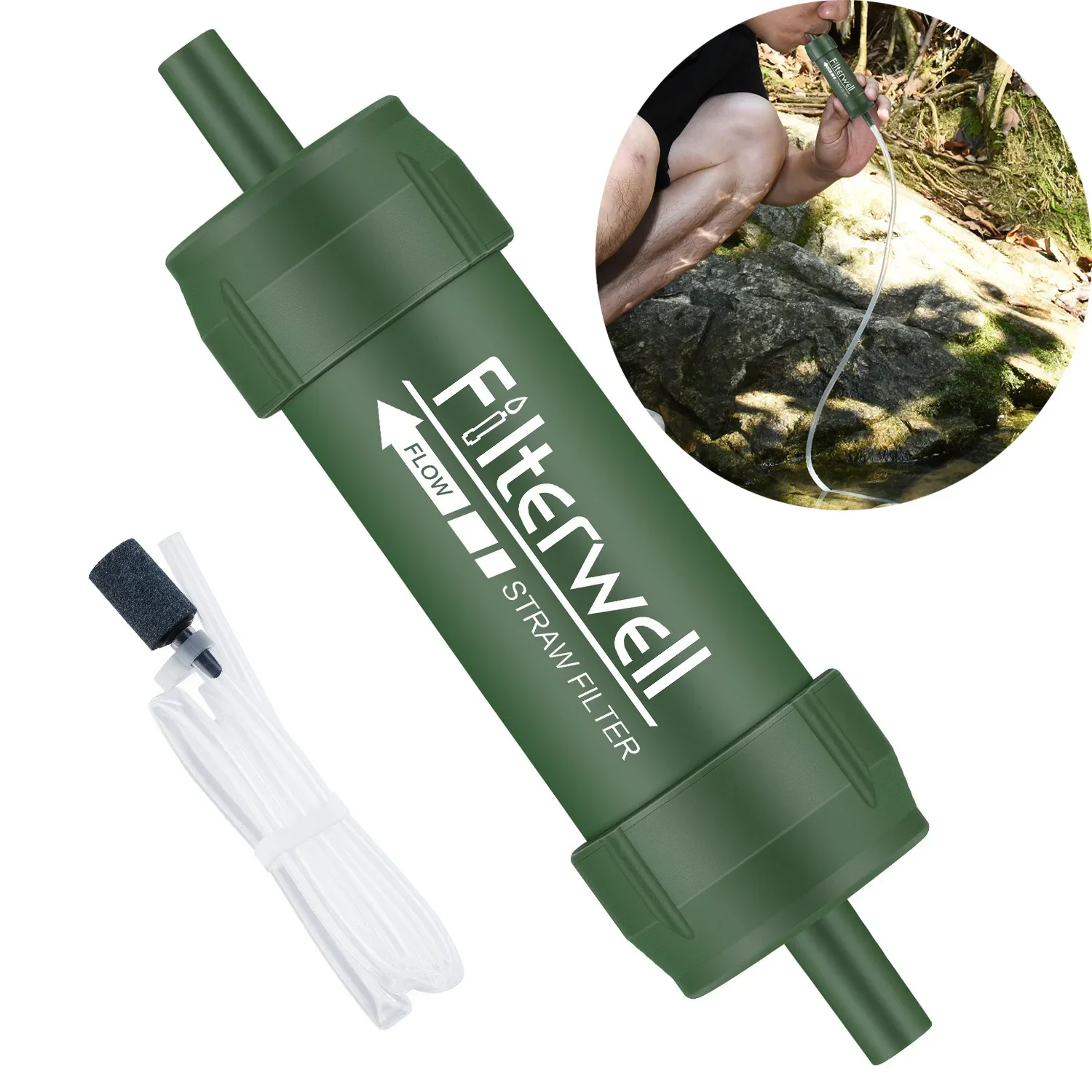 

Outdoor Mini Water Filter Straw Camping Purification Portable Hiking Water Purifier for Survival or Emergency Essential Supplies