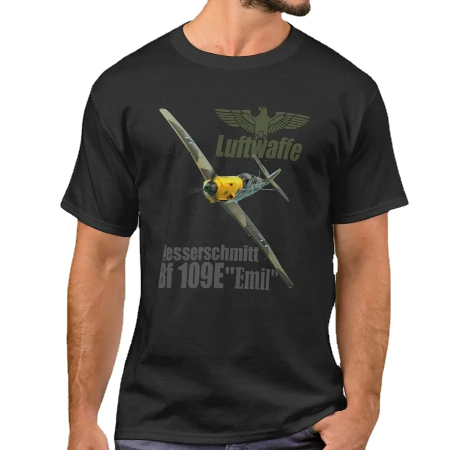 WWII Germany Air Force Messerschmitt Bf 109E Fighter T-Shirt. Summer Cotton O-Neck Short Sleeve Mens T Shirt New S-3XL