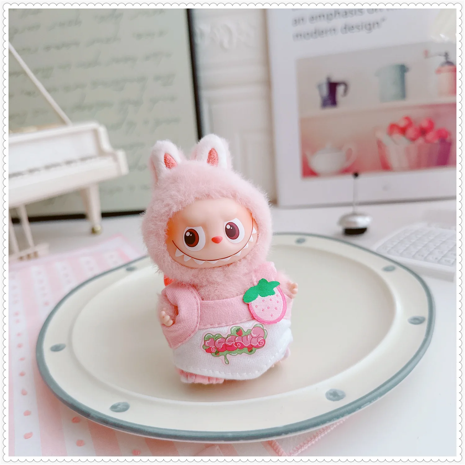 For 10cm Labubu Accessories Baby Coverall Crawling Clothes Labubu Clothing Dolls 4.0 Designer Original DIY Plush Toys Decoration