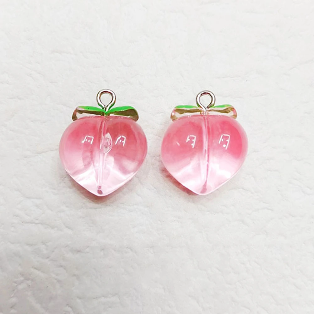 10pcs 3D Peach Flat Resin Charms Pendant DIY Earrings Fruit Pendants Necklace Keychain Decoration Peach Charms Fruit Pendants