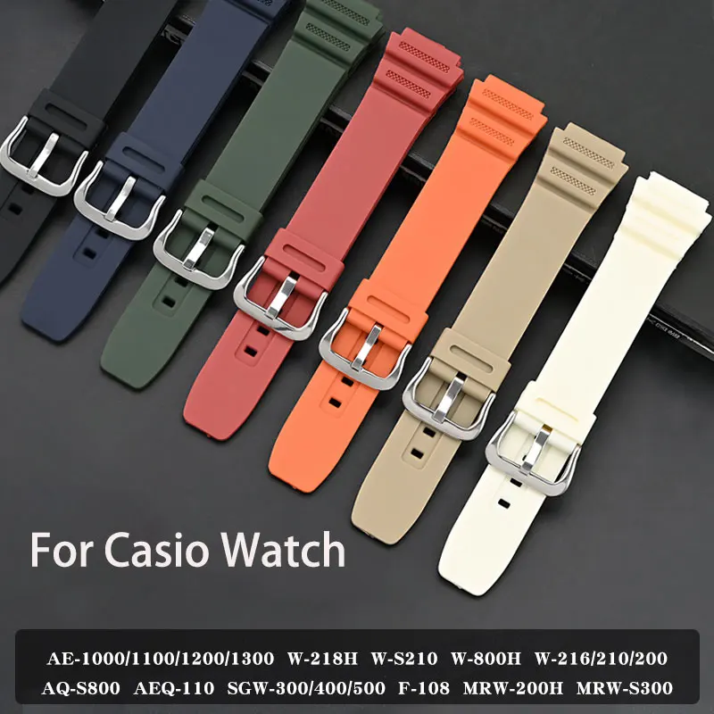 Resin Rubber Watchband Strap For Casio AQ-S810W AE-1200 SGW-400 W-800H F-108WH ; W-215 ; AEQ-110W 18mm Interface Wrist Band Belt
