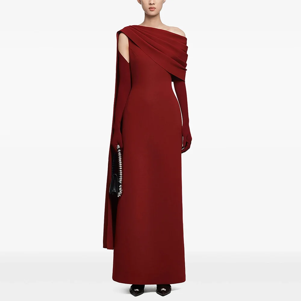 Simple Burgundy Evening Dress Customized One Shoulder Ankle Length A Line Arabian Formal Party Gown Saudi Prom Dresses image 6