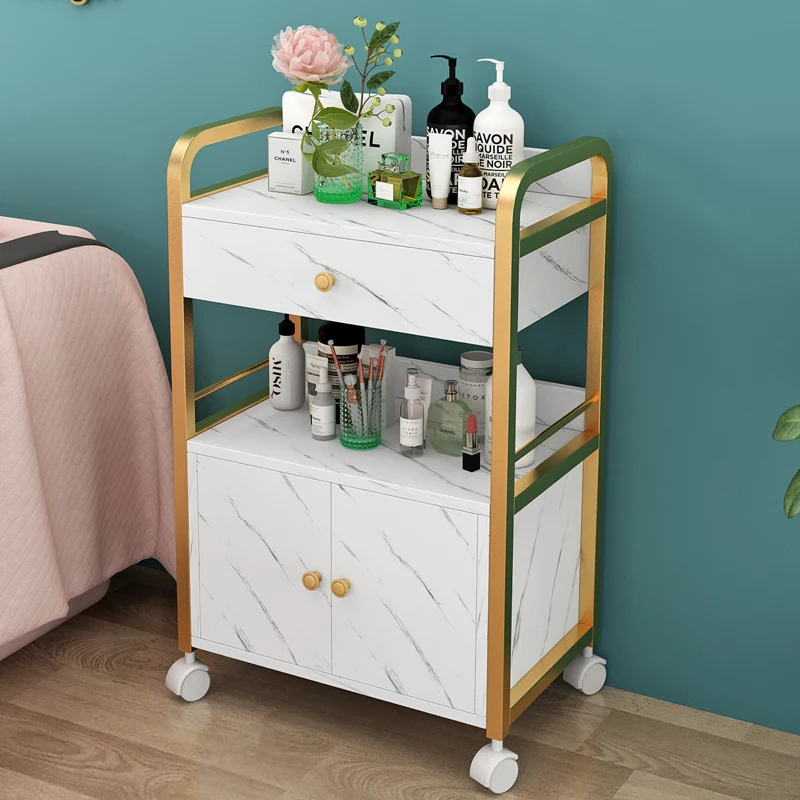 Spa Auxiliary Wooden Cart Furniture Dressing Table Cleaning Welding Trolley Aesthetic Laboratory Wheels Rollwagen Barber