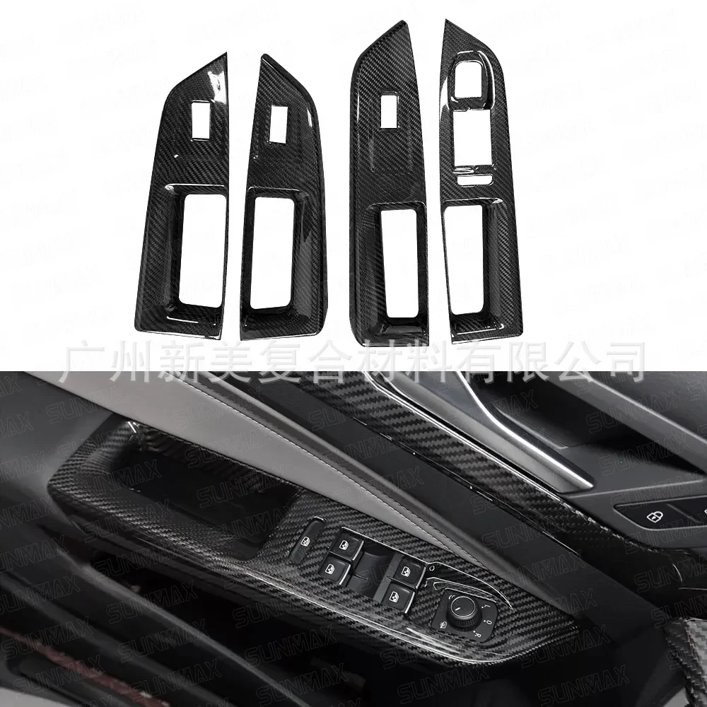 For Volkswagen Golf 8 Real dry carbon fiber window glass lifting button cover frame decoration interior modification Accessorie
