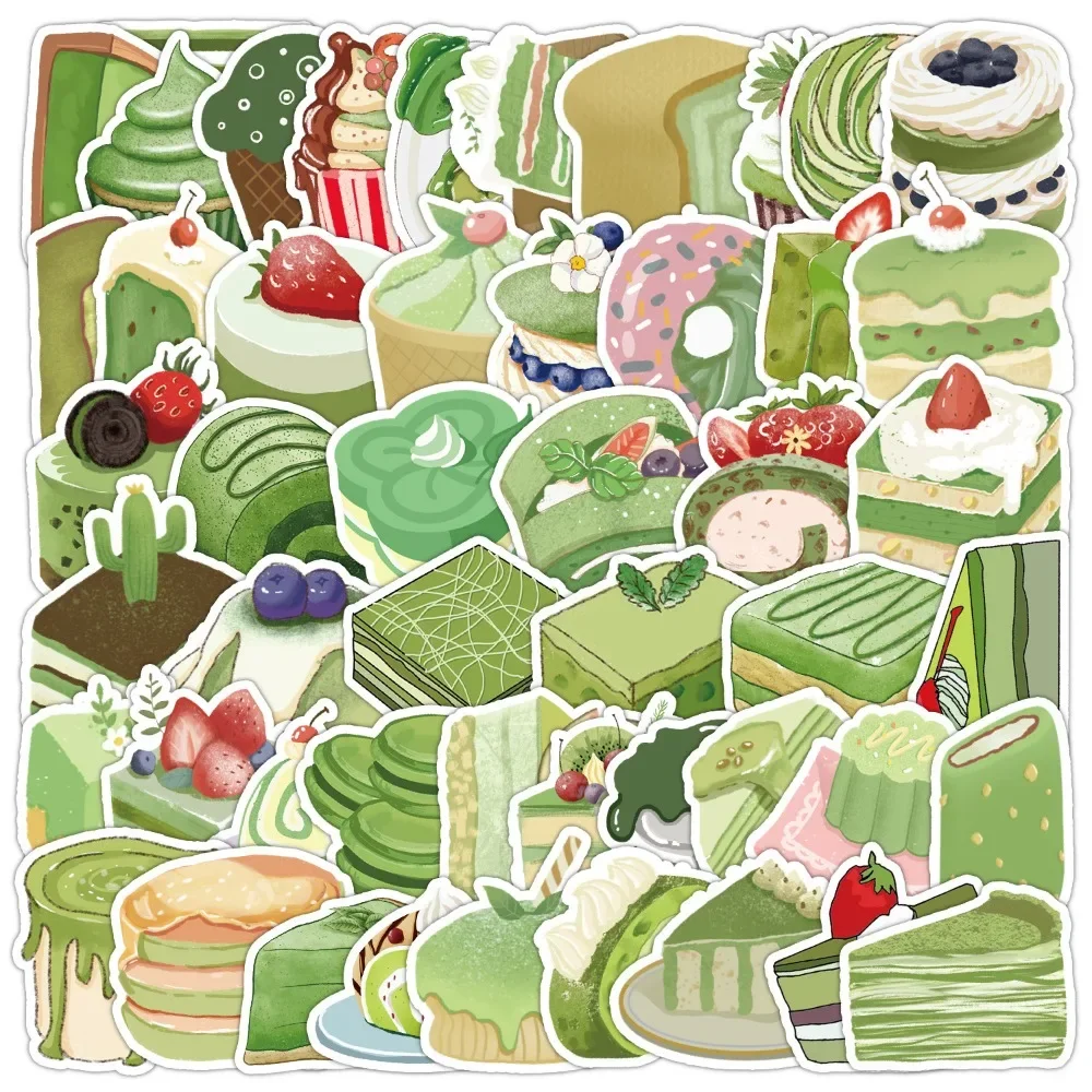 10/50Pcs Dessert Matcha Cake Stickers Pack DIY Toy Decorative Decal for Phone Luggage Laptop Bottles Scrapbook Waterproof