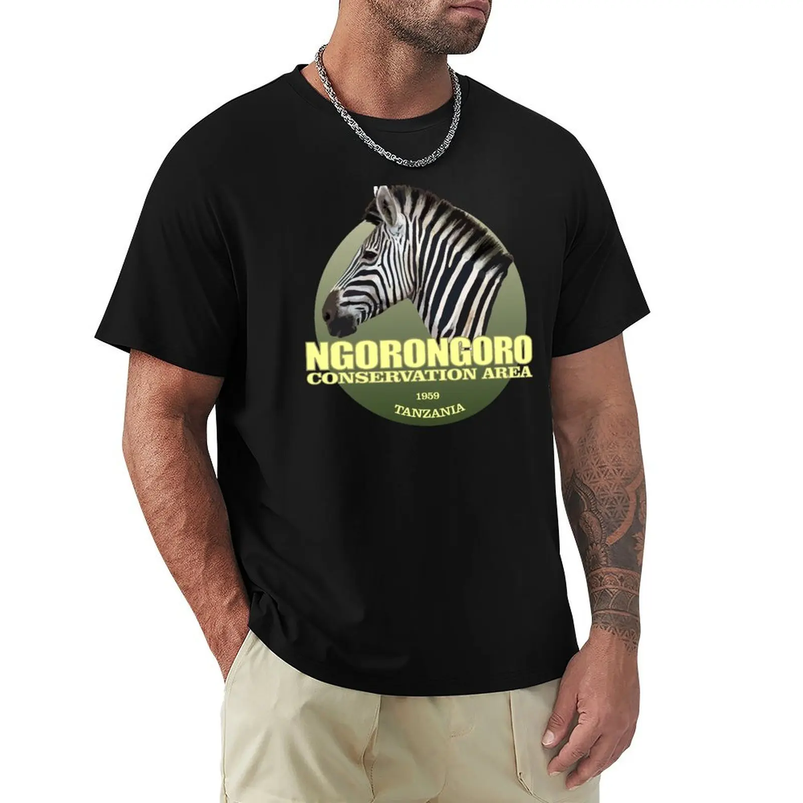 Camiseta con estampado artístico de tendencia del área de conservación de Ngorongoro (Zebra)(WT2)