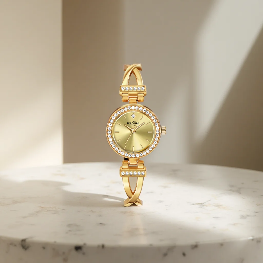 Elegante reloj de pulsera de cuarzo resistente al agua para mujer, chapado en oro, de lujo, el regalo perfecto, reloj para mujer, reloj para niña