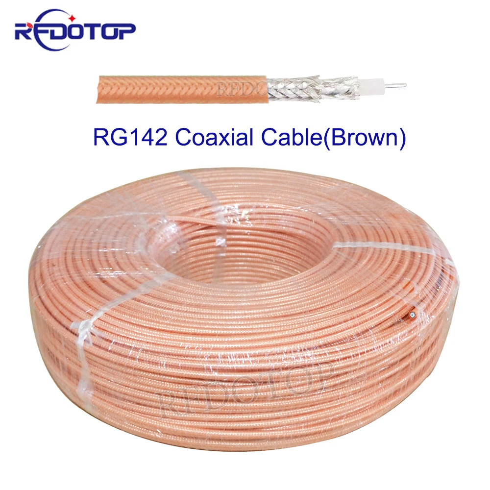 RG142 Brown FEP Jacket 50-3 Double Shielded RF Coaxial Cable RG-142 Coax Cable 50 Ohm  Low Loss High Quality 5CM-200M