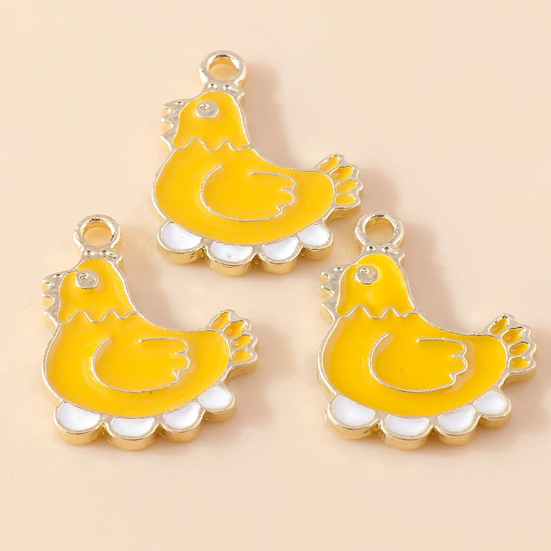 20 stuks 17x21mm Cartoon Animal Charms Emaille Hen Kip Charms Hangers voor Sieraden Maken Kettingen Oorbellen DIY Ambachten Levert