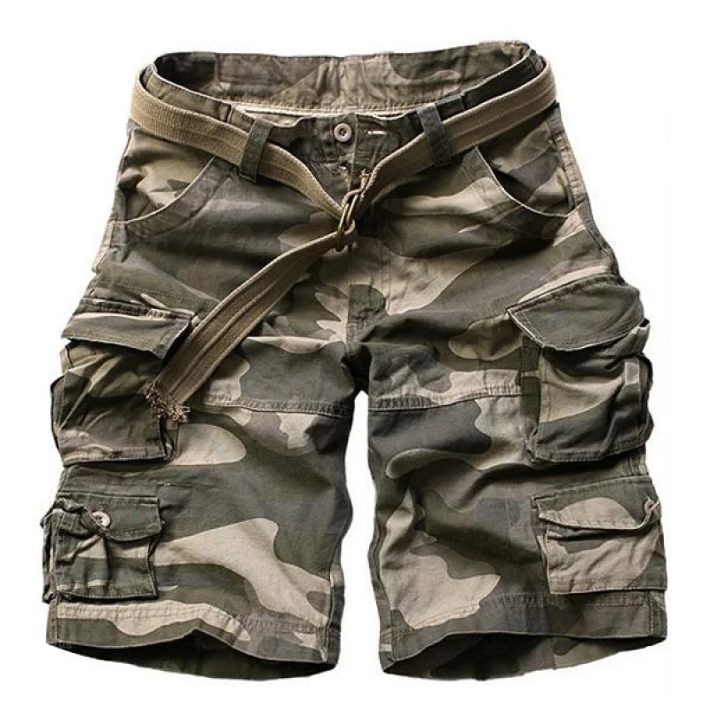 

2020New Solid Color Men's Loose Cargo Pants Casual Multi-Pocket Workwear Shorts Foreign Trade WholesaleDK001