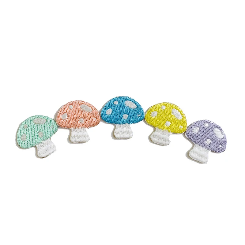 10pcs/Lot Small Mushroom Embroidery Applique for Girls Bag Jeans Iron On Patches for Clothes Small Glue Sticker 2.5CM