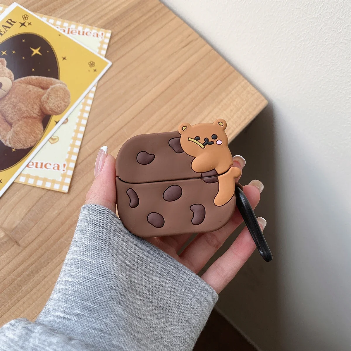 Capa de fone de ouvido de urso de biscoito dos desenhos animados para samsung galaxy buds 3 pro silicone protetor fones de ouvido anti-queda capa macia acessórios