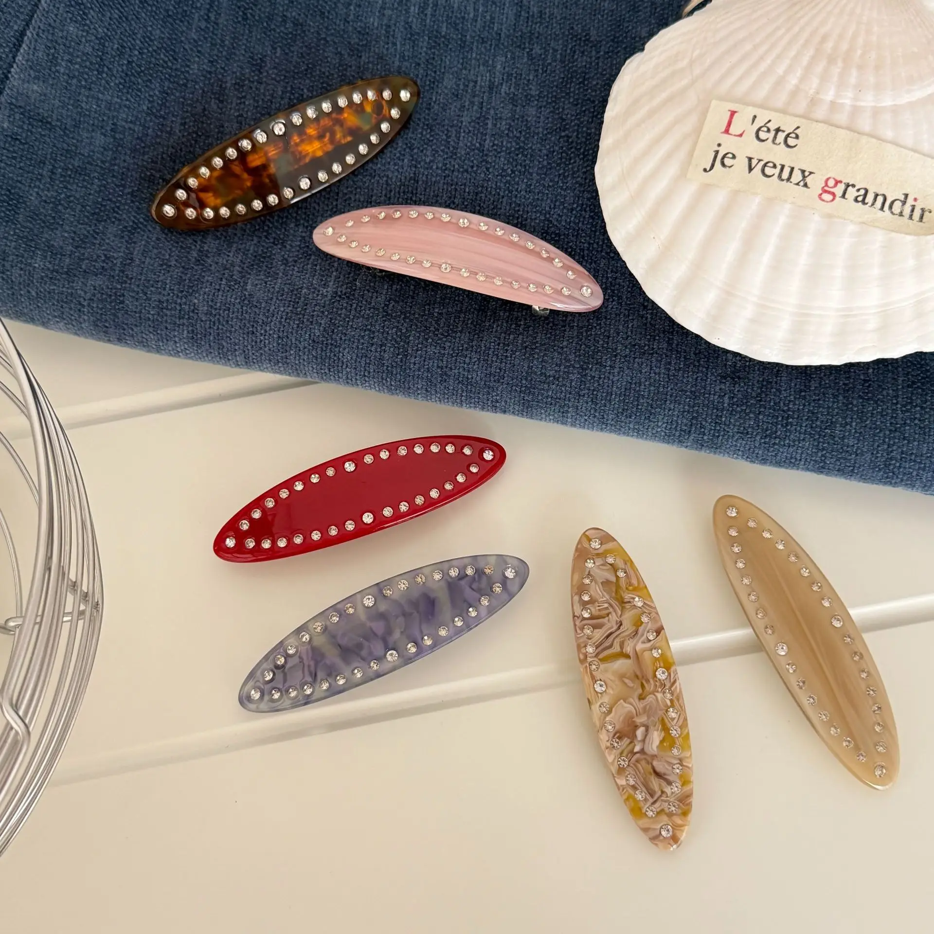 

Spring Loaded Side Bangs Clip Crystal Rhinestone Hair Pin Non Slip Strong Grip for Women Casual Elegant Wear Hair Clips