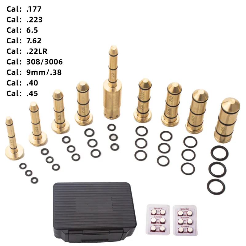 

.22lr Boresighter 9mm/223/5.56mm/308/30-06/22LR/.45/.177/.38/.40/7.62/6.5mm with Battery Red Laser Boresight
