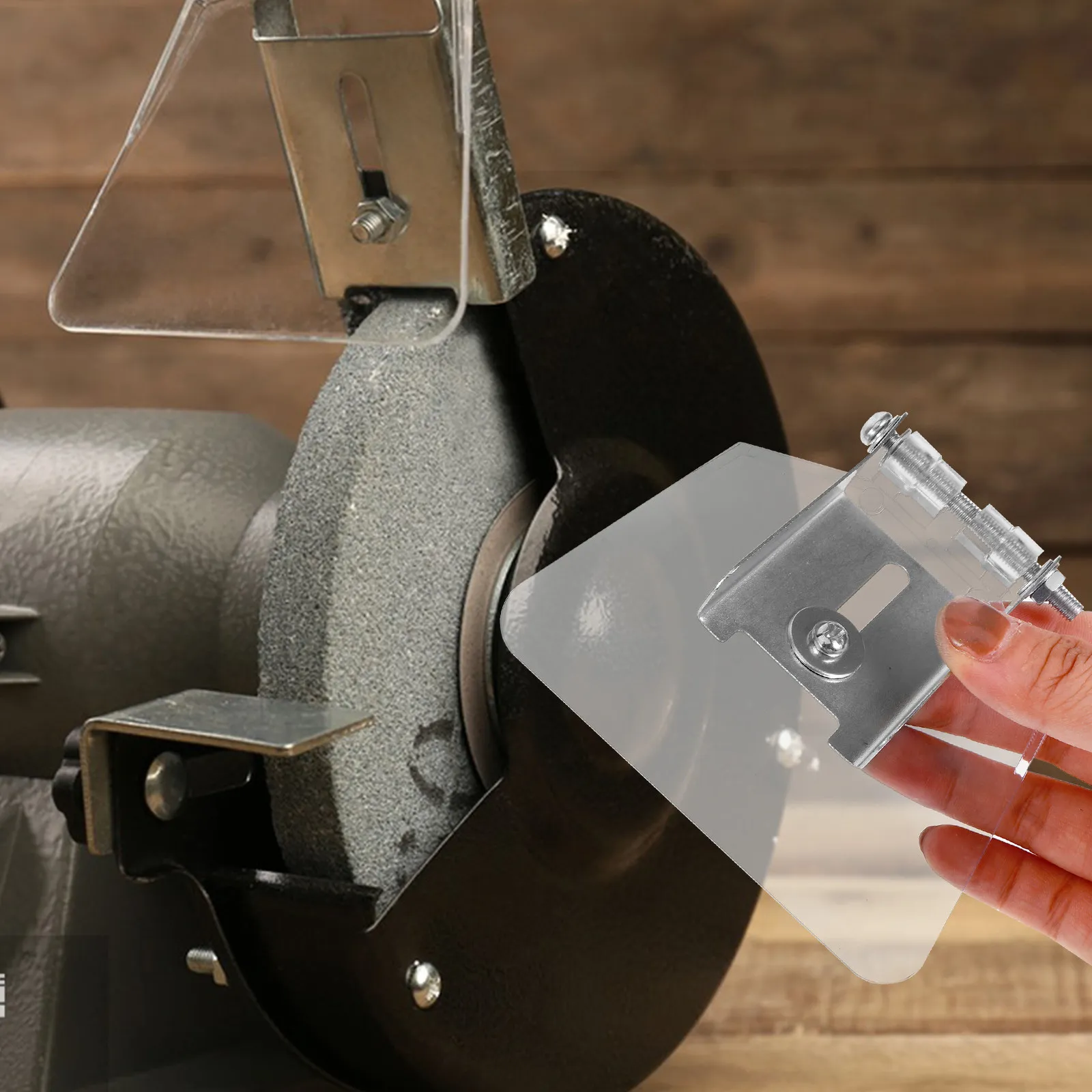 

1Set Transparent Plastic Bench Grinder Eye Shield Guard Assembly Replacement for Wood Metal Grinding Safety Protection Eye Guard
