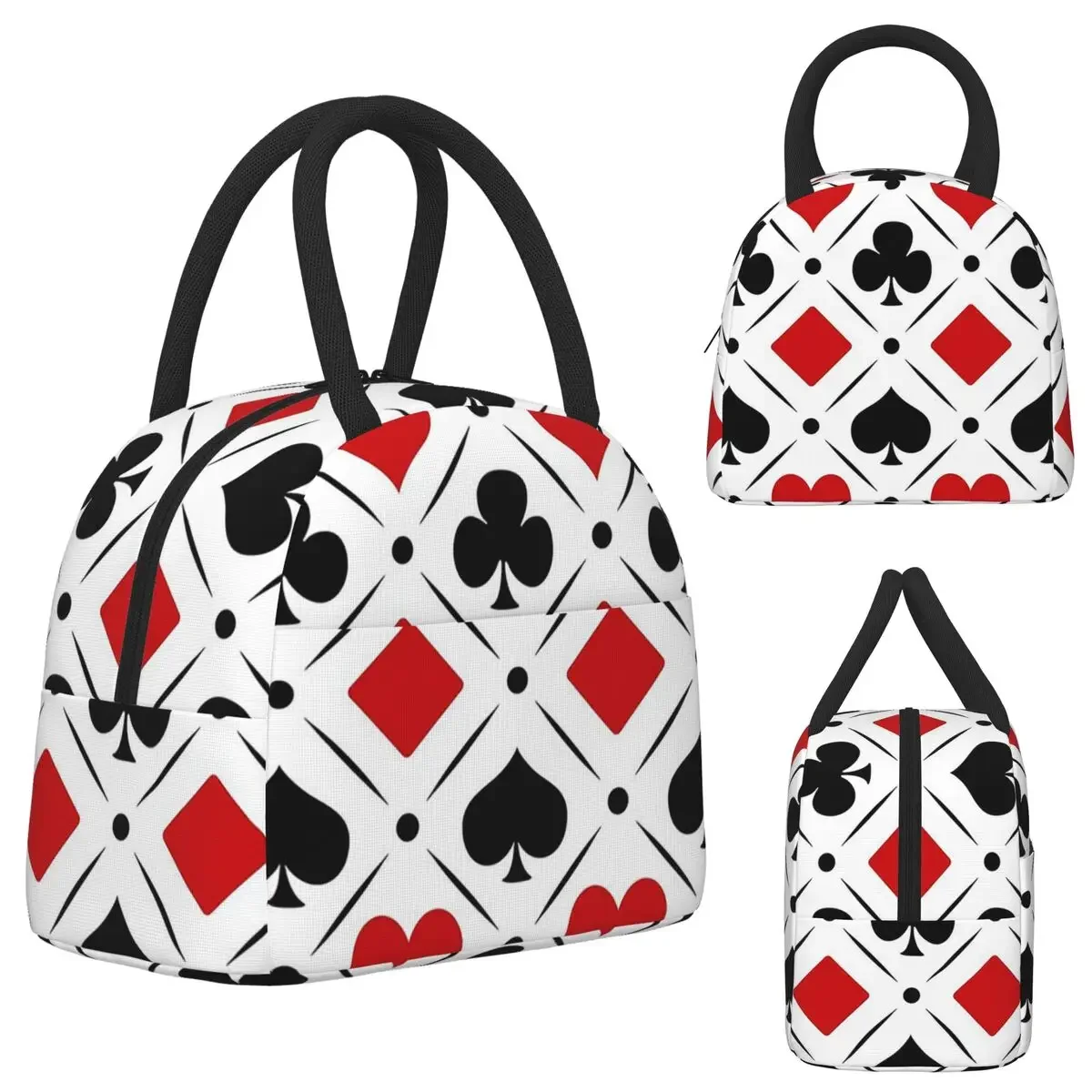 Playing Card Suits Symbols Insulated Lunch Bag for Kids School Cooler Thermal Food Box Tote Leakproof Lunch Boxes Container