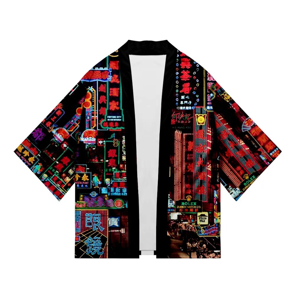 Japanese New Kimono Robe Traditional Crane Skull Print Cardigan Asian Clothes Harajuku Yukata Men's Shirts Streetwear