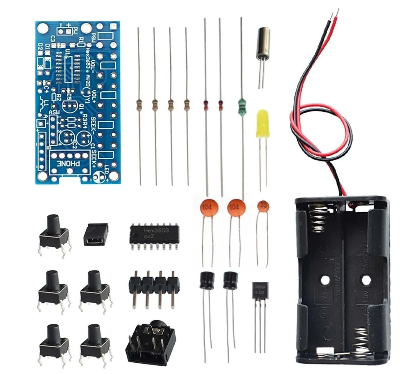 

DIY Electronic Kits Wireless Stereo FM Radio Receiver Module PCB 76MHz-108MHz DC 1.8V-3.6V