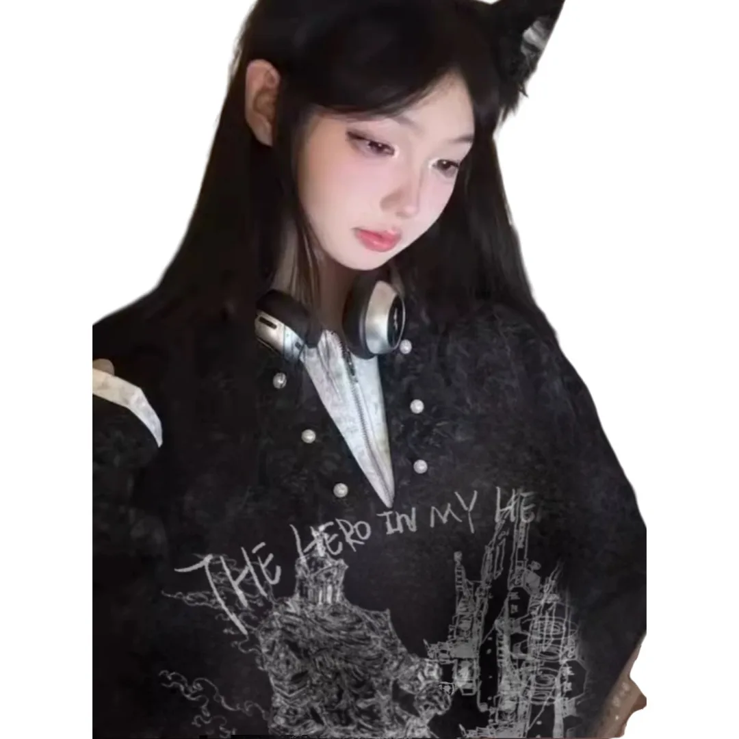 Fake Two Piece V Neck Versatile Base Layer Autumn Winter New Henley Collar Knight Castle Portrait Pearl Button Long