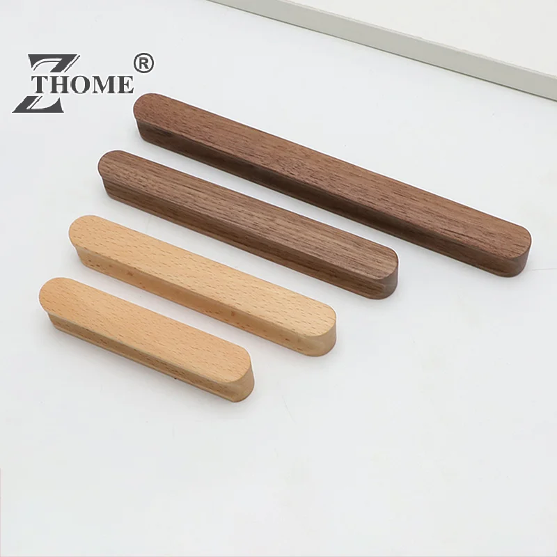 2 Buah Pegangan Furnitur Kayu Alami Lemari Dapur Nordik Pegangan Tarik Lemari dan Laci Kenop Lemari Pakaian Panjang Tarik