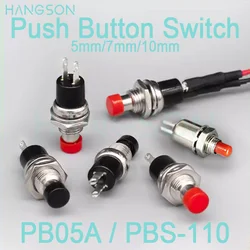 2PCS PBS-110 Plastic Push Button Switch 10mm PBS-111 Momentary Latching 7mm 1A 250V AC 2 Pin PB05A SPST ON OFF Red Push Button