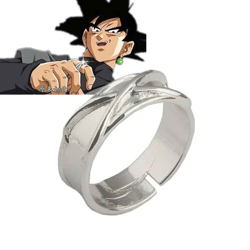 Dragon Ball Z Anéis Goku pretos para homens e mulheres, escuros, figuras Zamasu, anel ajustável, joias, acessórios de cosplay, 2023