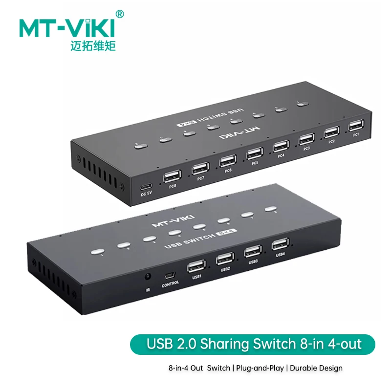 

MT-VIKI USB-переключатель 8 в 4, общий выход, поддерживает 8 компьютеров, мониторинг жестких дисков, видеорегистраторы, общие клавиатуры, принтер для мышей