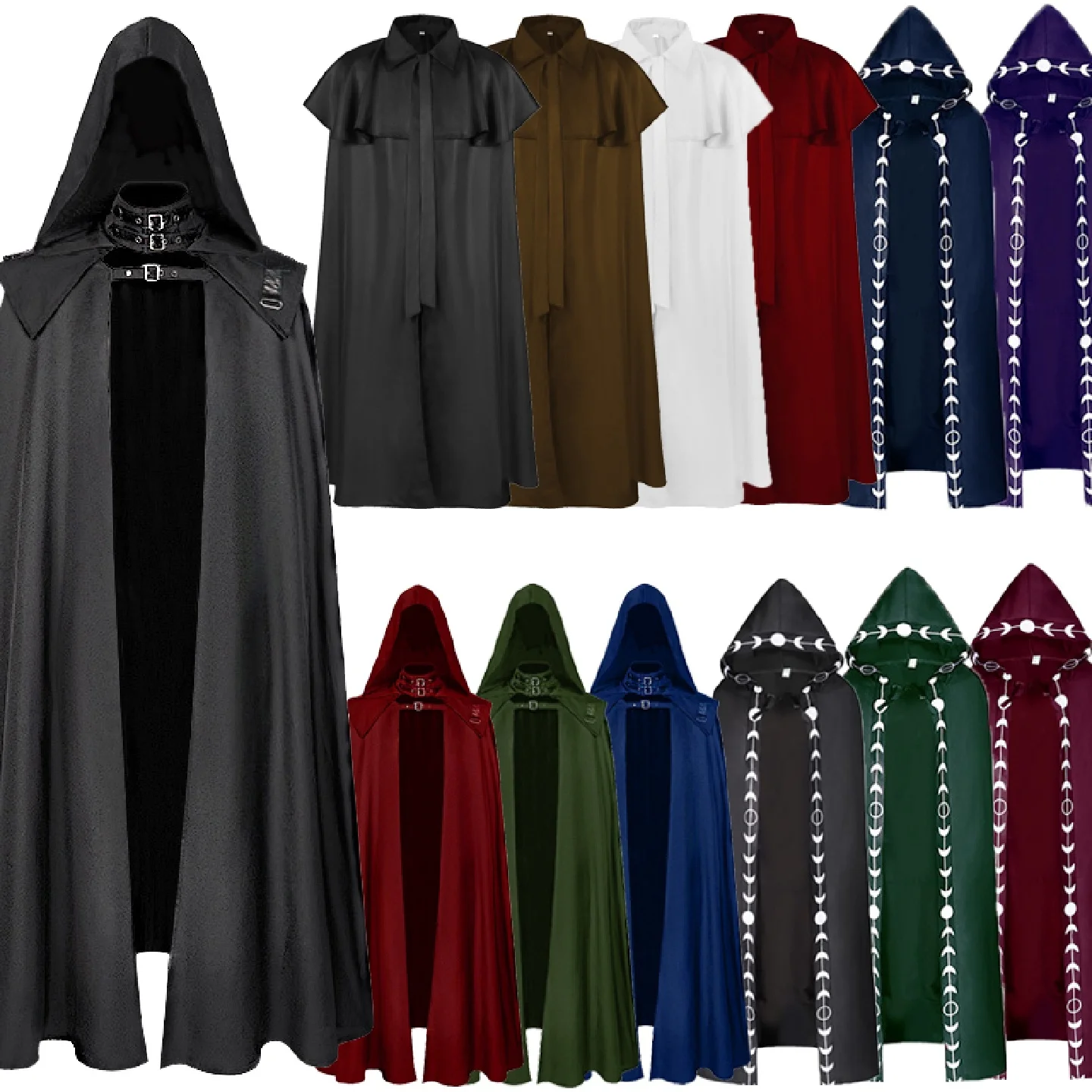 

Костюм ведьмы на Хэллоуин: плащ с капюшоном для взрослых, маскарадный наряд, косплей, плащ с капюшоном в стиле Бога Смерти, средневековый стиль