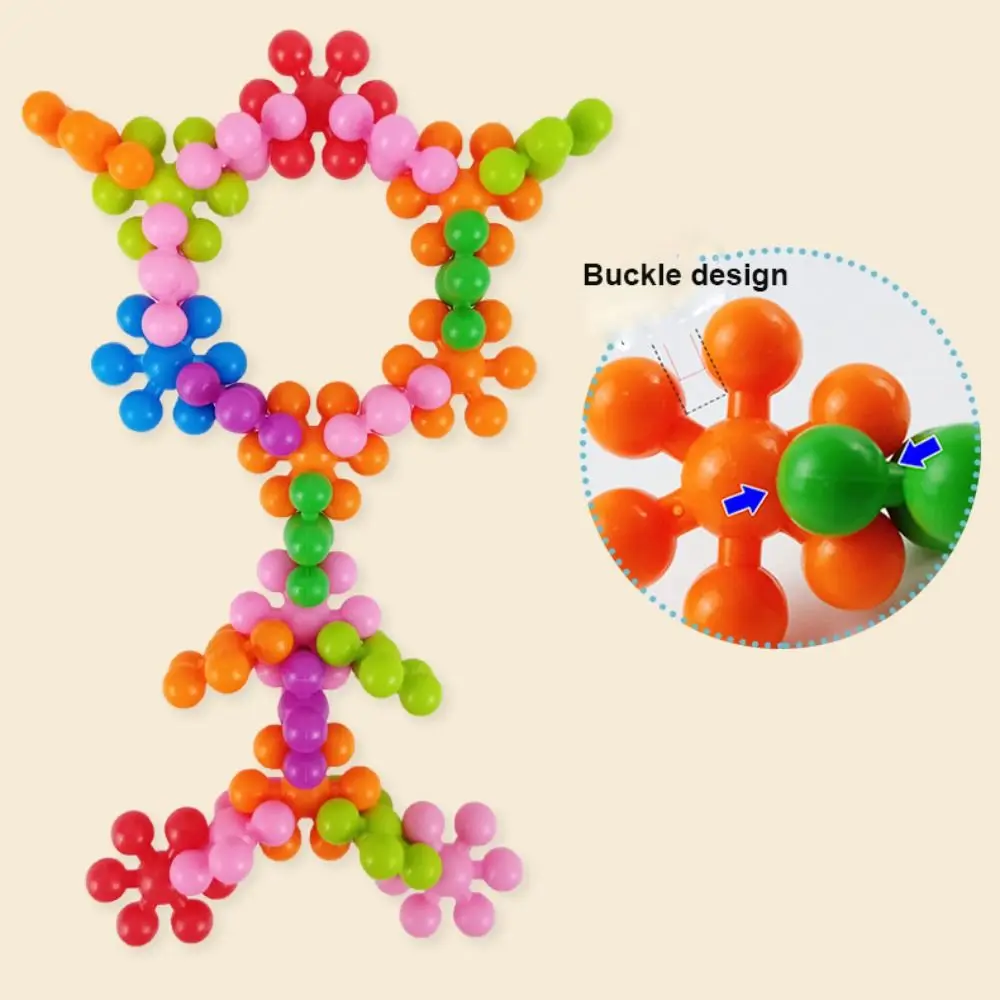 컬러풀한 3D 매화꽃 블록 회전 플라스틱 재미있는 조립형 눈송이 조각 삽입형 조기 교육용