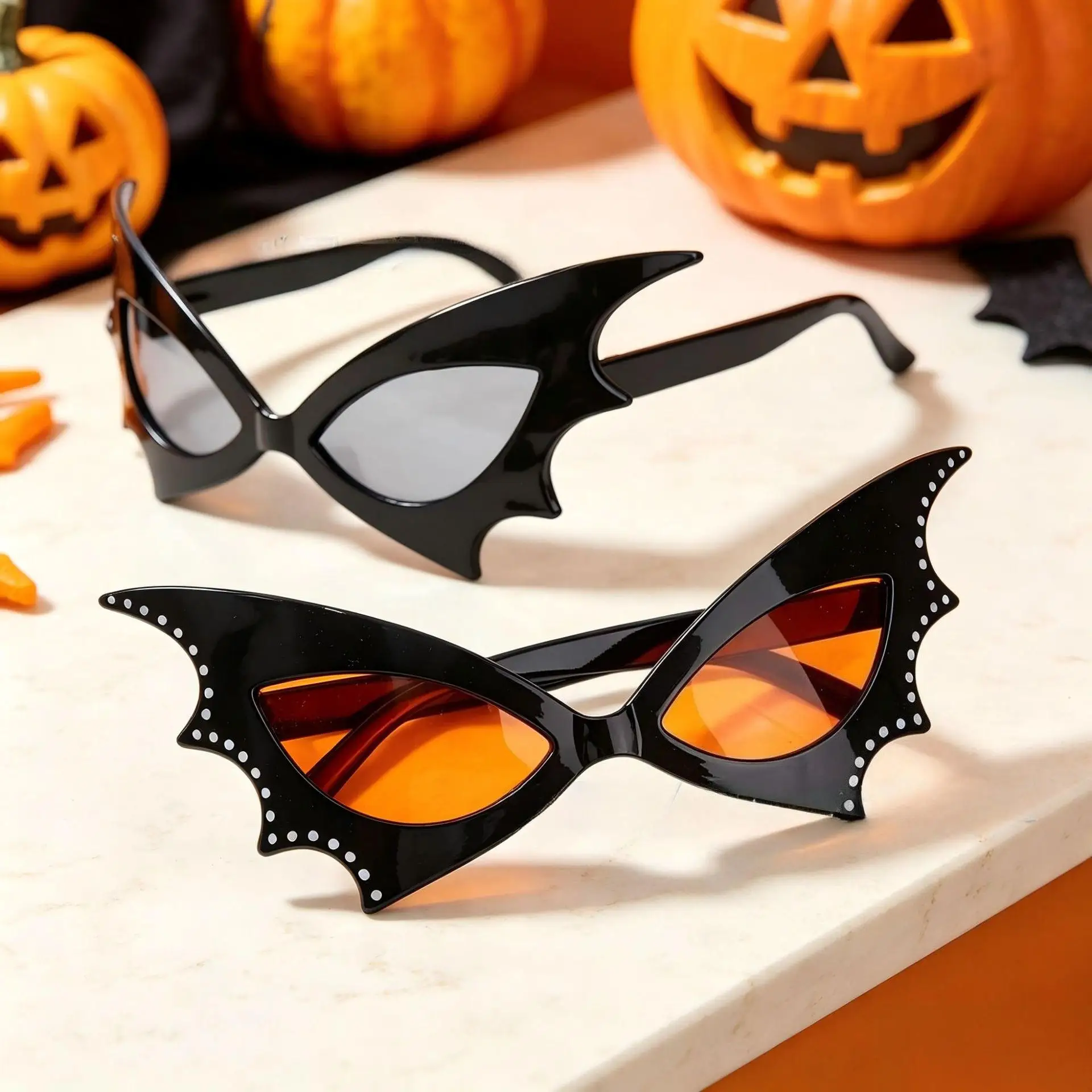 2-piece Halloween costume glasses set, perfect for cosplay parties and festive occasions. Creative butterfly and bat glasses