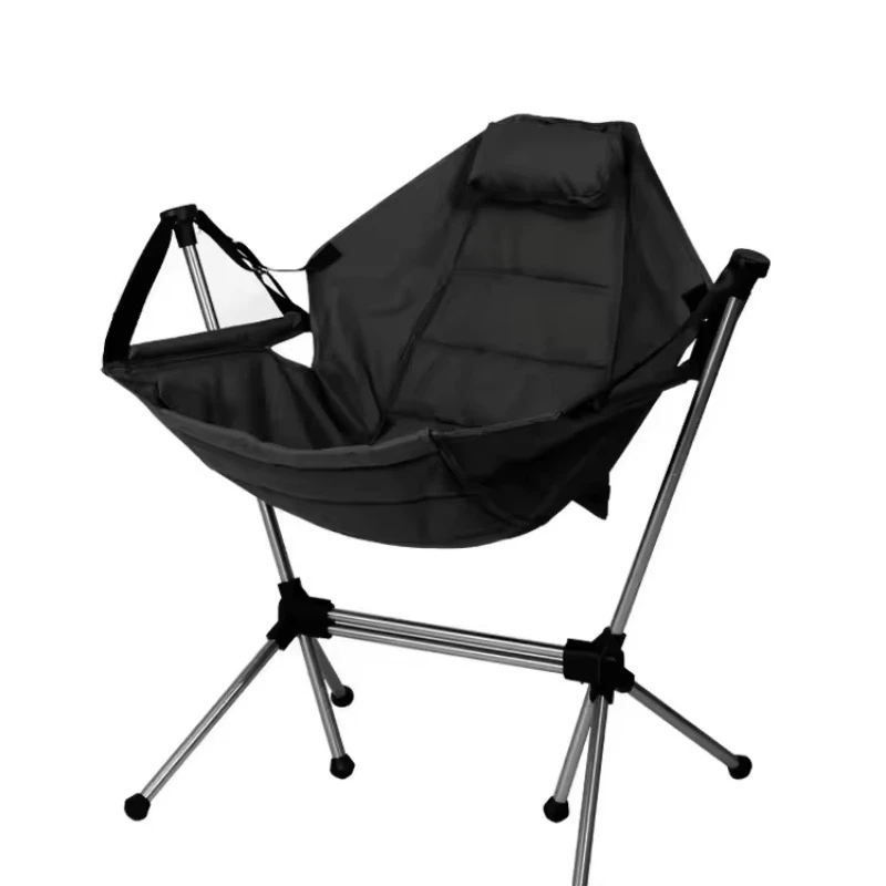 Modern Folding Rocking Chair Parallel Bar Portable Armless Camping Metal Rocking Chair