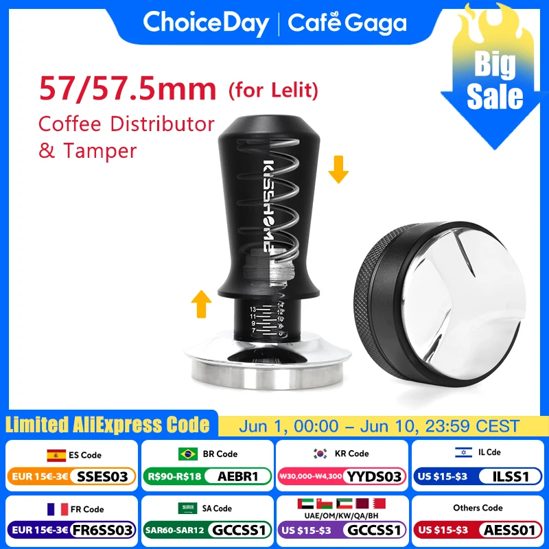 57mm 57.5mm Coffee Tamper Distributor Leveler Tool For Lelit Anna Anita Portafilter Barista Espresso Accessories Barista Tools