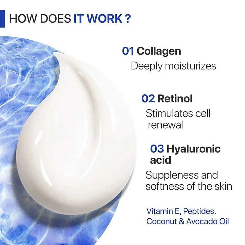 Collagen Face Cream Retinol Remove Wrinkles Lifting Firming Anti-Aging Fades Fine Lines Moisturizing Brighten Skin Care Cosmetic