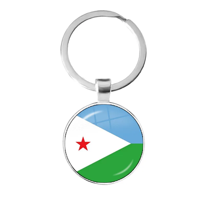 Djibouti,Uganda,Gambia,Congo,Gabon,Comoros,Lesotho,Somalia,Bulgaria 25mm Glass Cabochon National Flag Keychain Keyholder Gift