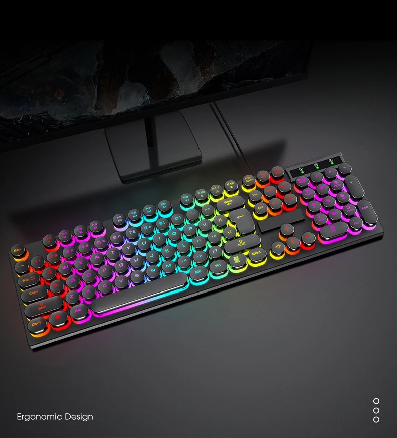 T7 Набор клавиатуры и мыши Проводные игровые компьютерные аксессуары RGB Подсветка Русская USB-клавиатура Английская мышь для ноутбука Лазерный ролик