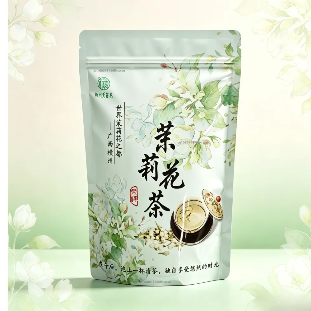 China Hengxian jasmine tea Flower packaging box 250g tea self-supporting self-sealing bag cheap