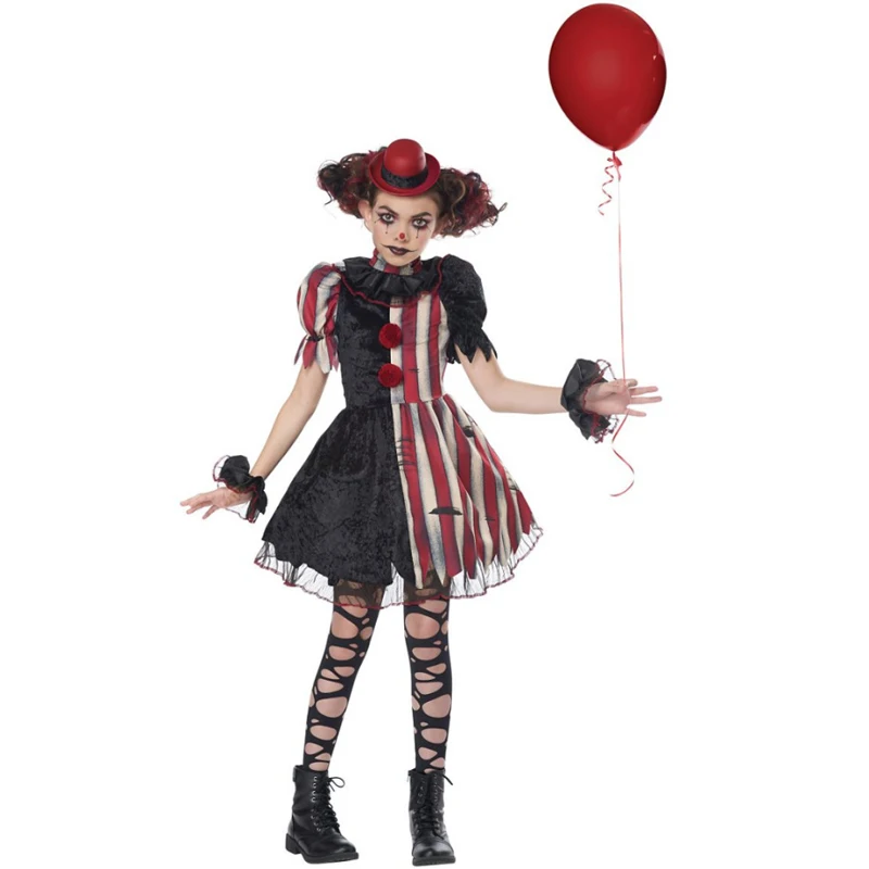 

Carnival Halloween Crazy Clown For Girl Costume Creepy Pennywise Spectacular Cosplay Fancy Party Dress