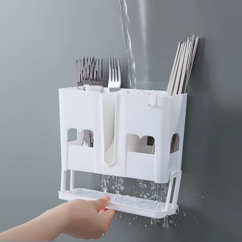1PC Hanging Chopstick Storage Box Utensil Holder for Home Foldable Dinnerware White Pp Kitchen Cutlery view 4