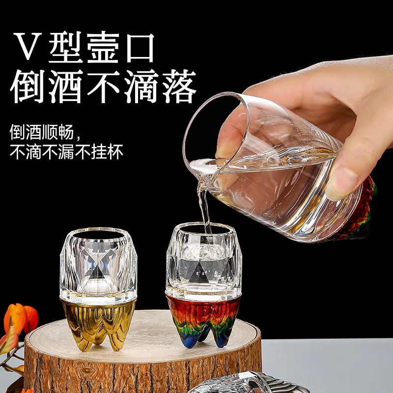 

Baijiu Cup Household Creative Spirits Cup Transparent Glass One Mug Small Wine Glass One or Two Glasses Wine Dispenser