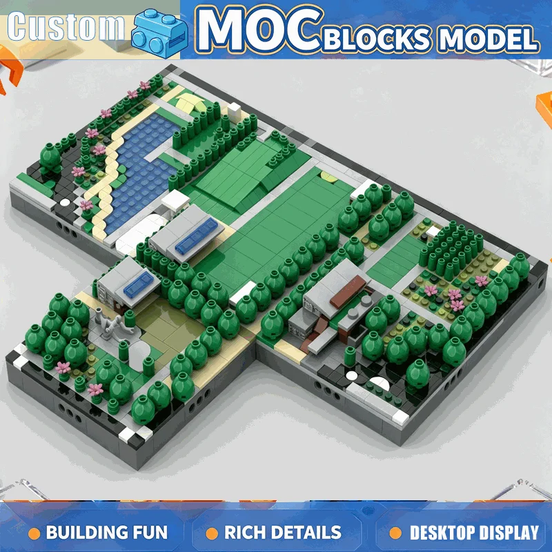 1143PCS Green Golf Course Landscape Building Blocks Modular Sports Field Garden Scene DIY Assembly Model Display Collection Gift