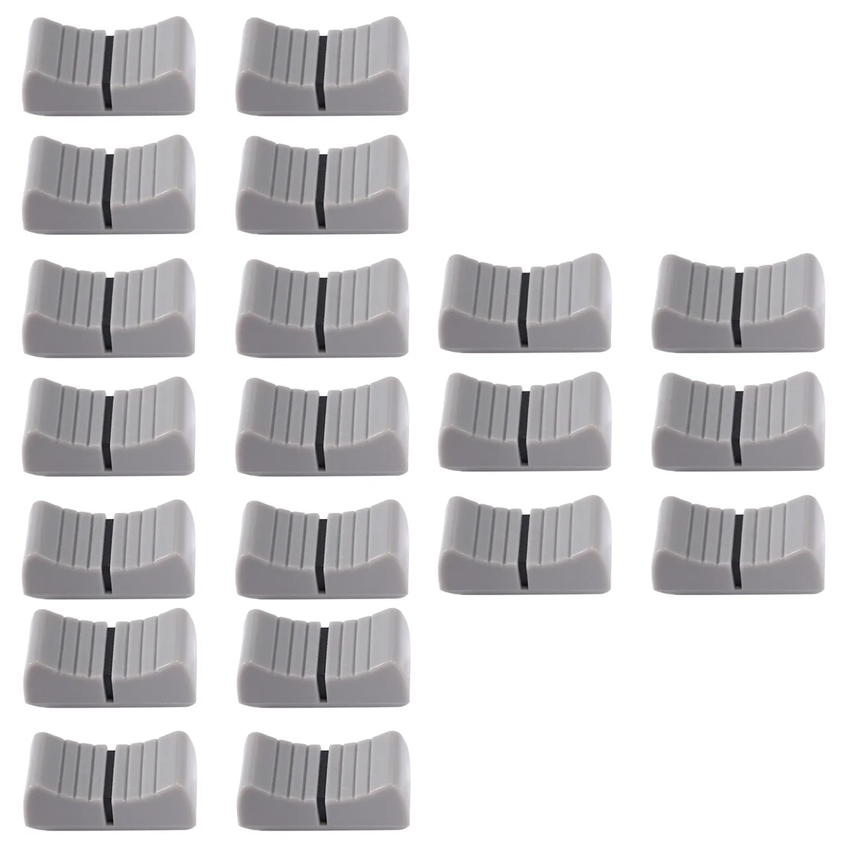 On sale 20Pcs 24mmx11mmx10mm Console Mixer Slider Fader Knobs Replacement for Potentiometer Gray Knob Black Mark